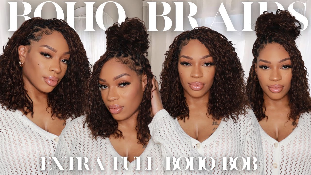 Extra Full Deep Wave Boho Braid Bob 🤎 Color #4 – Stunning YWigs Style!