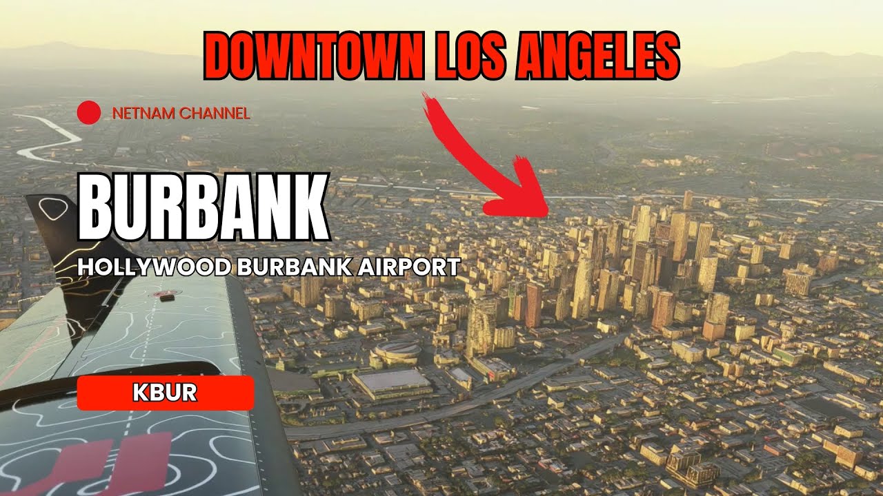 Landing in Burbank California | Hollywood Burbank Airport (KBUR) #hollywood #landingvideo #fs2024
