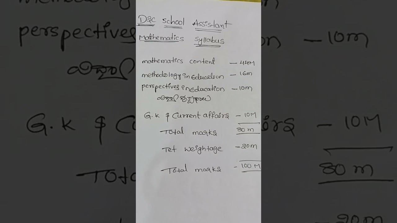 dsc School assistant mathematics syllabus