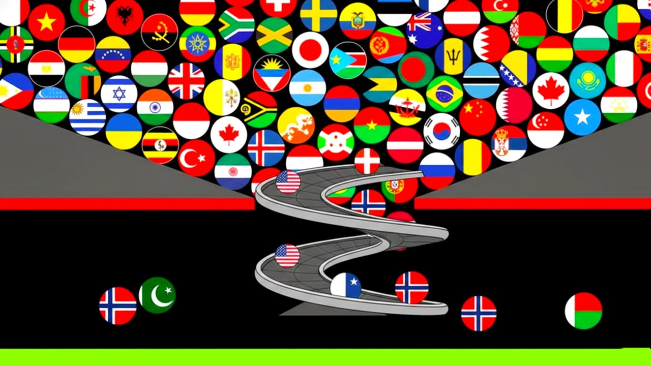 33 Countries Marble Race In Algodoo