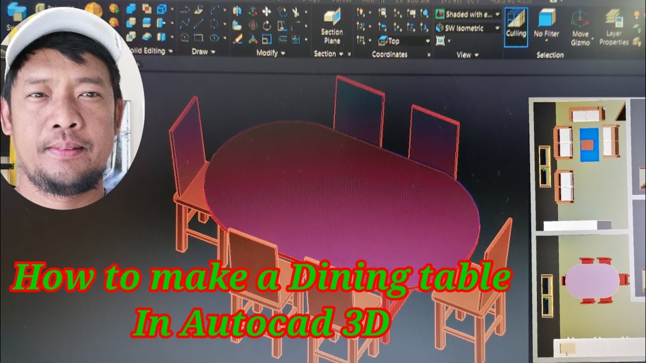 How to make Dining table in Autocad 3D.