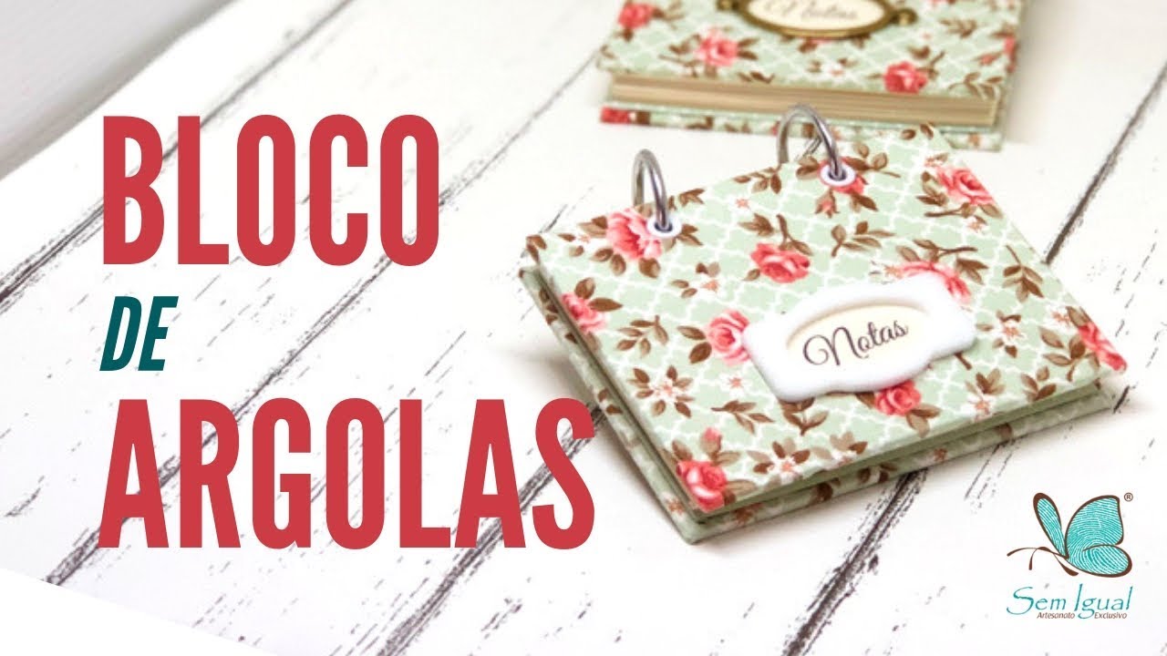 Bloquinho de Cartonagem com Argolas - Shabby Chic | Heloisa Gimenes - Sem Igual Artesanato