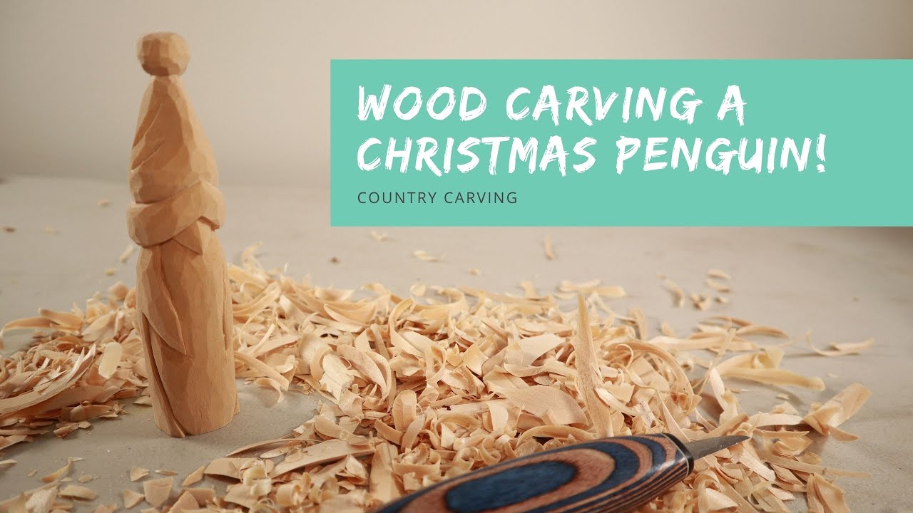 Hand Carved Christmas Penguin | Wood Carving | Santa Carving