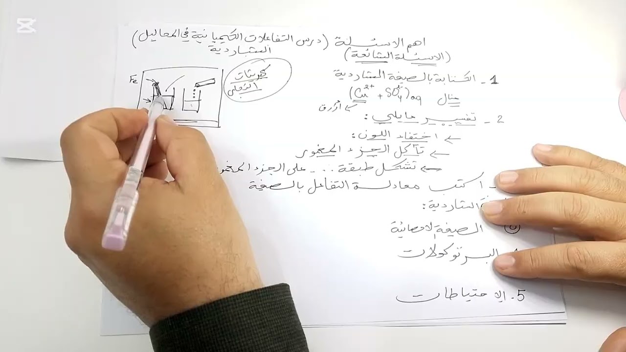 الاسئلة الشائعة في (فرض / امتحان /BEM) درس التفاعلات الكيميائية في المحاليل الشاردية 