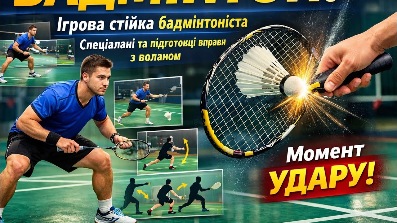 Спеціальні вправи з воланом | Положення ракетки та гравця у момент контакту ракетки з воланом