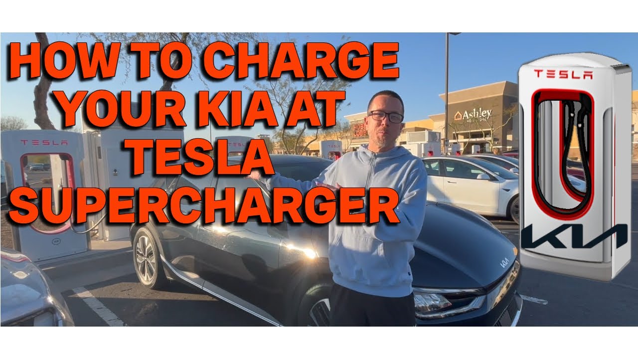 Kia EV6 Charging at Tesla Supercharger with KIA NACS Adapter
