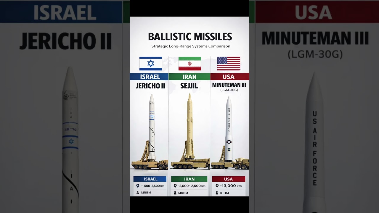 Ballistic Missile Comparison😳Iran Israel #iran #israel #military #missiles #geopolitics #defense