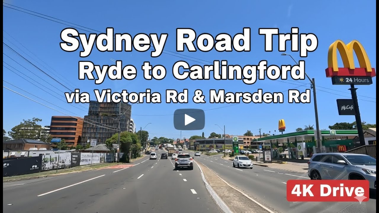 Sydney Road Trip | Ryde to Carlingford via Victoria Rd & Marsden Rd (4K Drive)