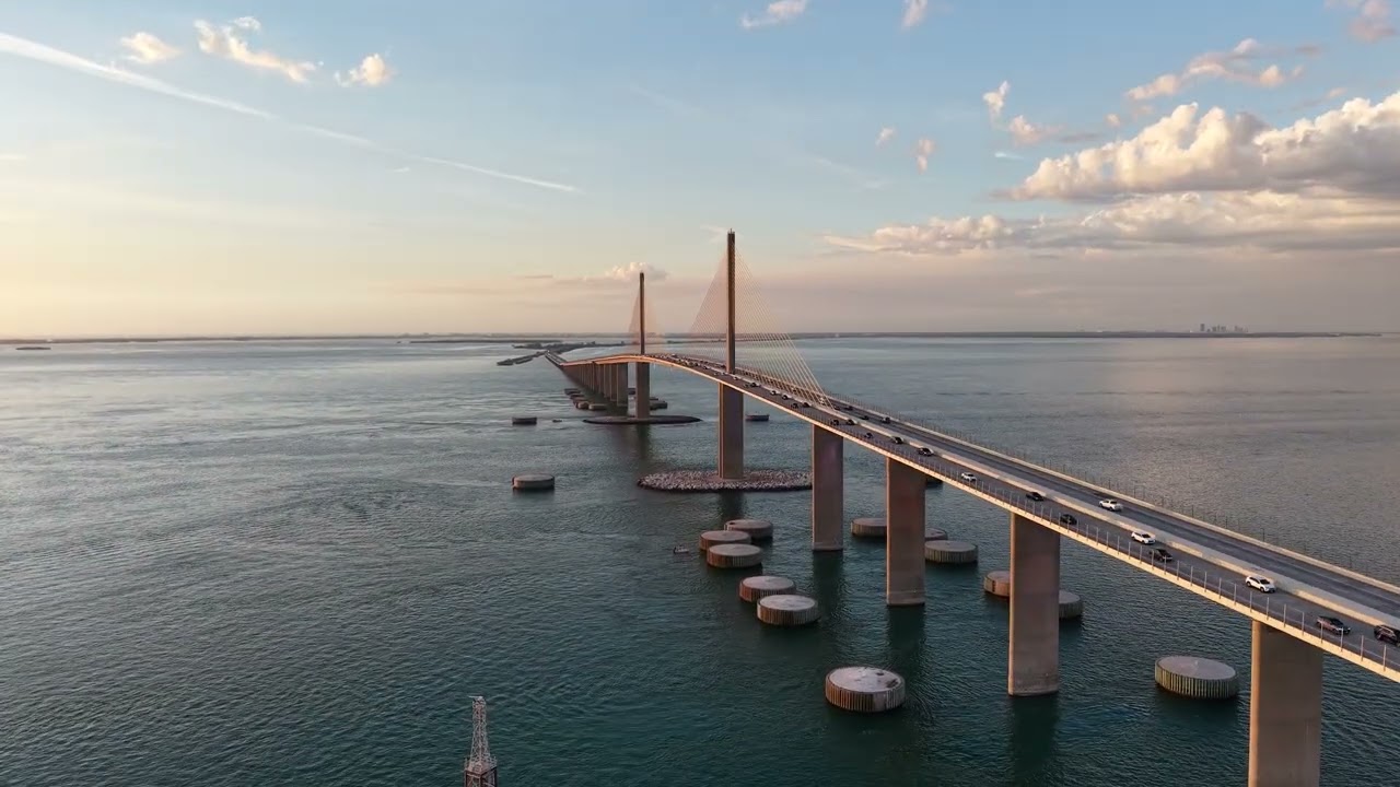 SKYWAY BRIDGE NIGHT DRONE FLIGHT 