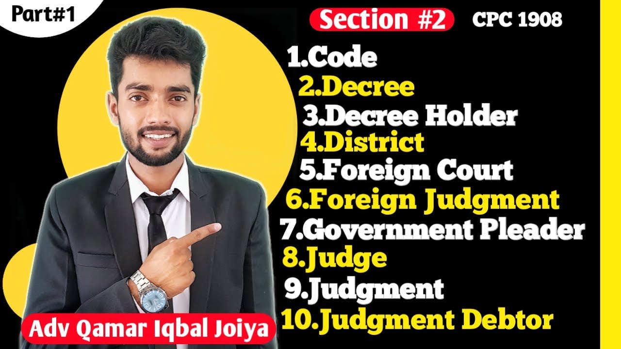 Section 2 of CPC part 1/Code of Civil Procedure 1908/ CPC lecture series/By Sir Qamar Iqbal Joiya