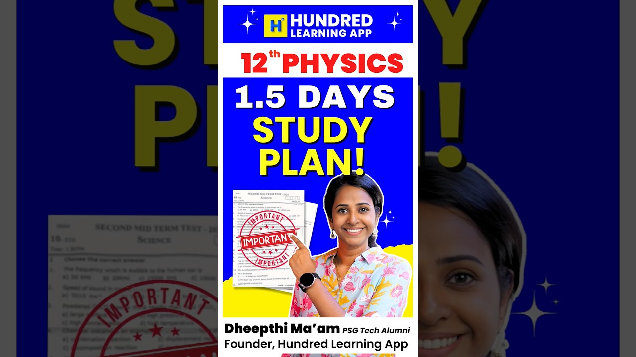 12th Physics 1.5 days Study Plan 