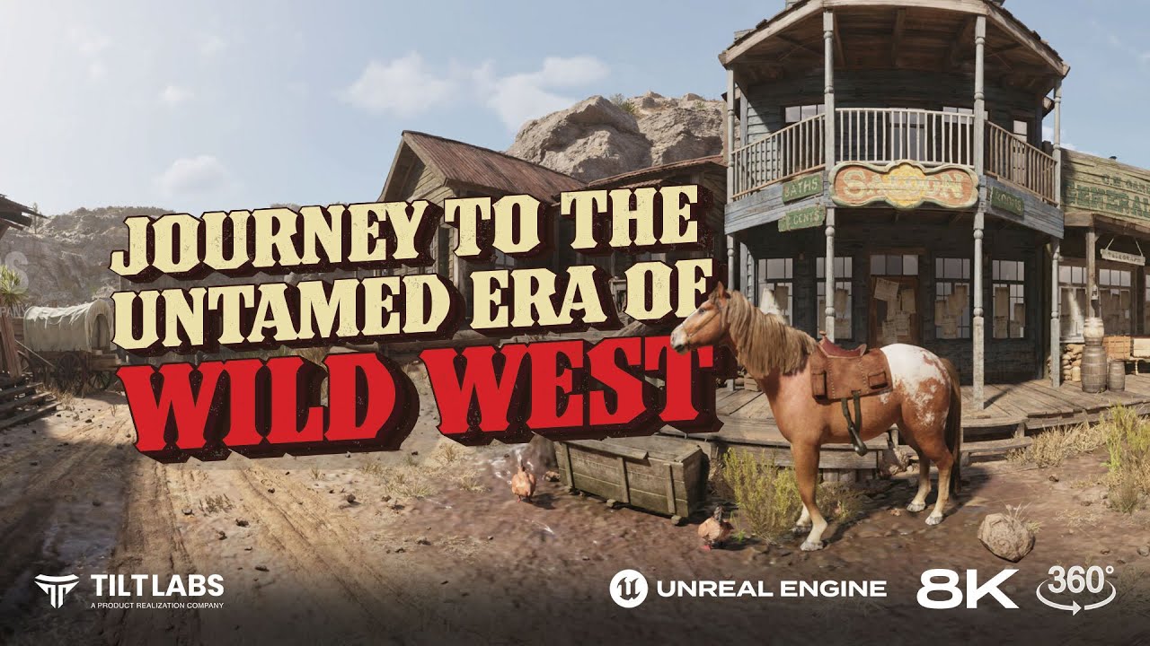 8K Video| Journey to the Untamed Era of Wild West | 360° Video| Unreal Engine