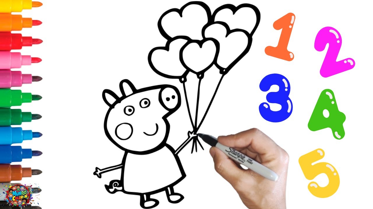 Dibuja a Peppa Pig 🎈 | Aprende a contar del 1 al 5 con globos | Dibujos para ni&ntilde;os