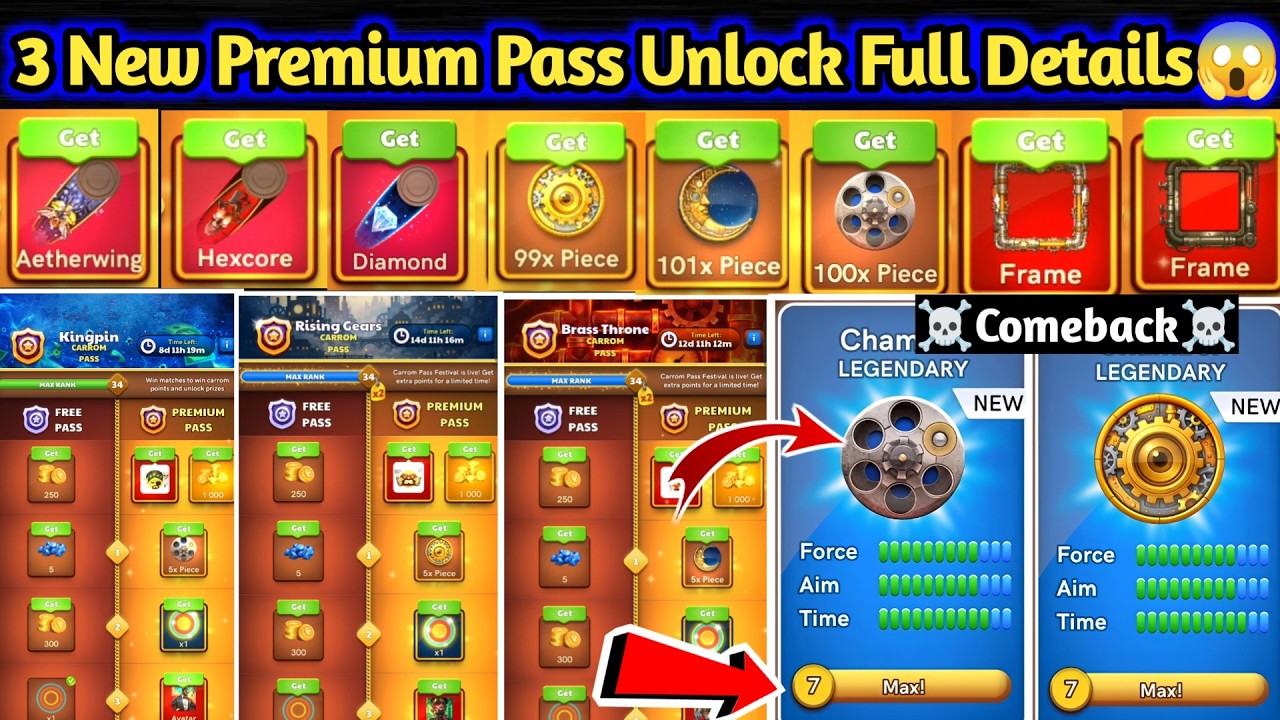 ComeBack☠️ Carrom Pool All New Premium Pass Full Details 😱 Upcoming 2 Carrom Pass Don't Miss 🔥