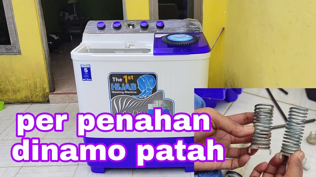 mesin cuci 2 tabung merk Aqua. dinamo pengering putarannya miring
