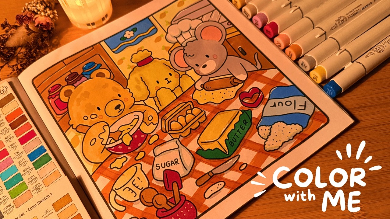 it’s 4am… can’t sleep? color with me 🌙✨ cozy coloring | coco wyo cozy friends | ohuhu markers