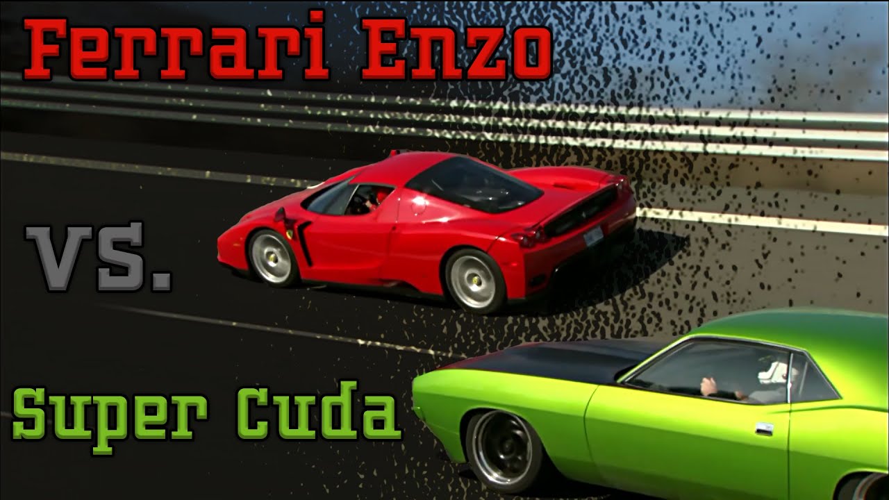 Super Cuda 208 миль в час! против Ferrari Enzo
