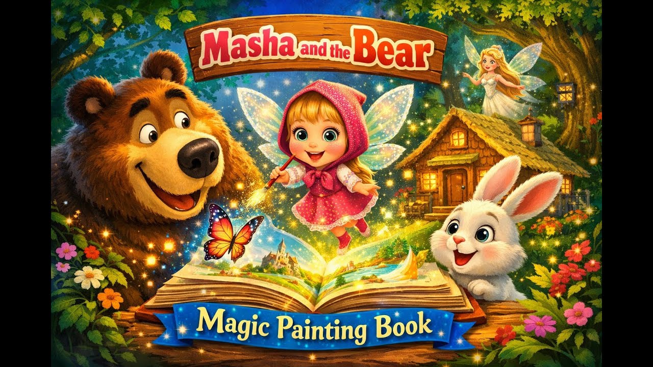 Masha and the Bear – The Magic Painting Book 🧚✨ Pictures Come to Life!