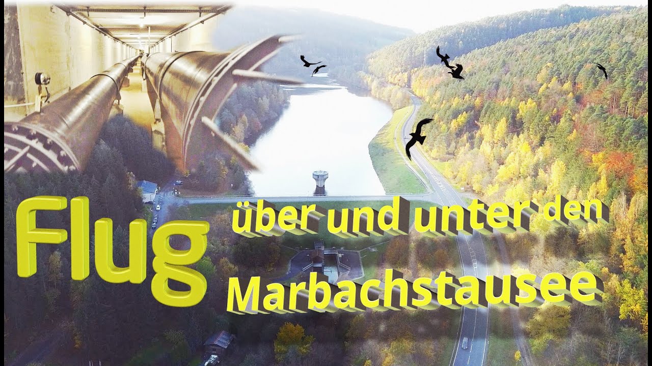Flug über und unter den Marbachstausee