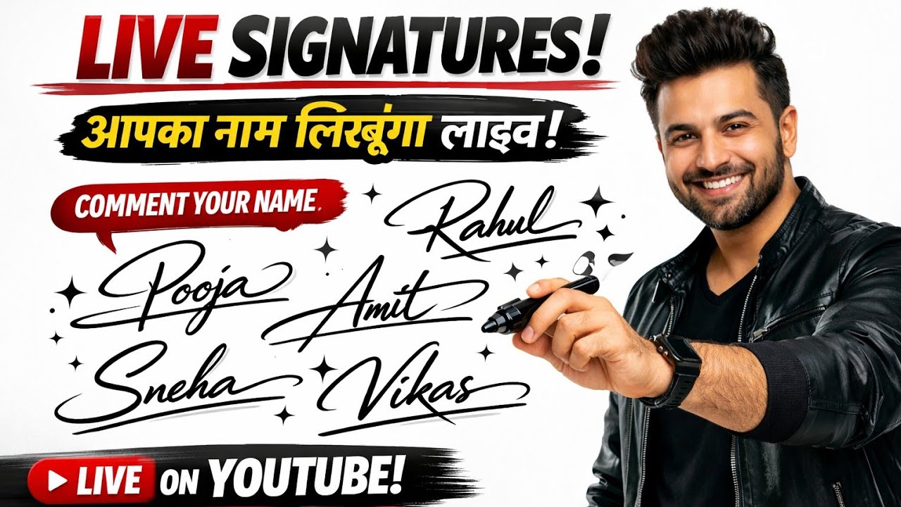 🔴 LIVE Signature बनाना शुरू ✍️ | Comment में नाम लिखो, Live Signature पाओ 🔥