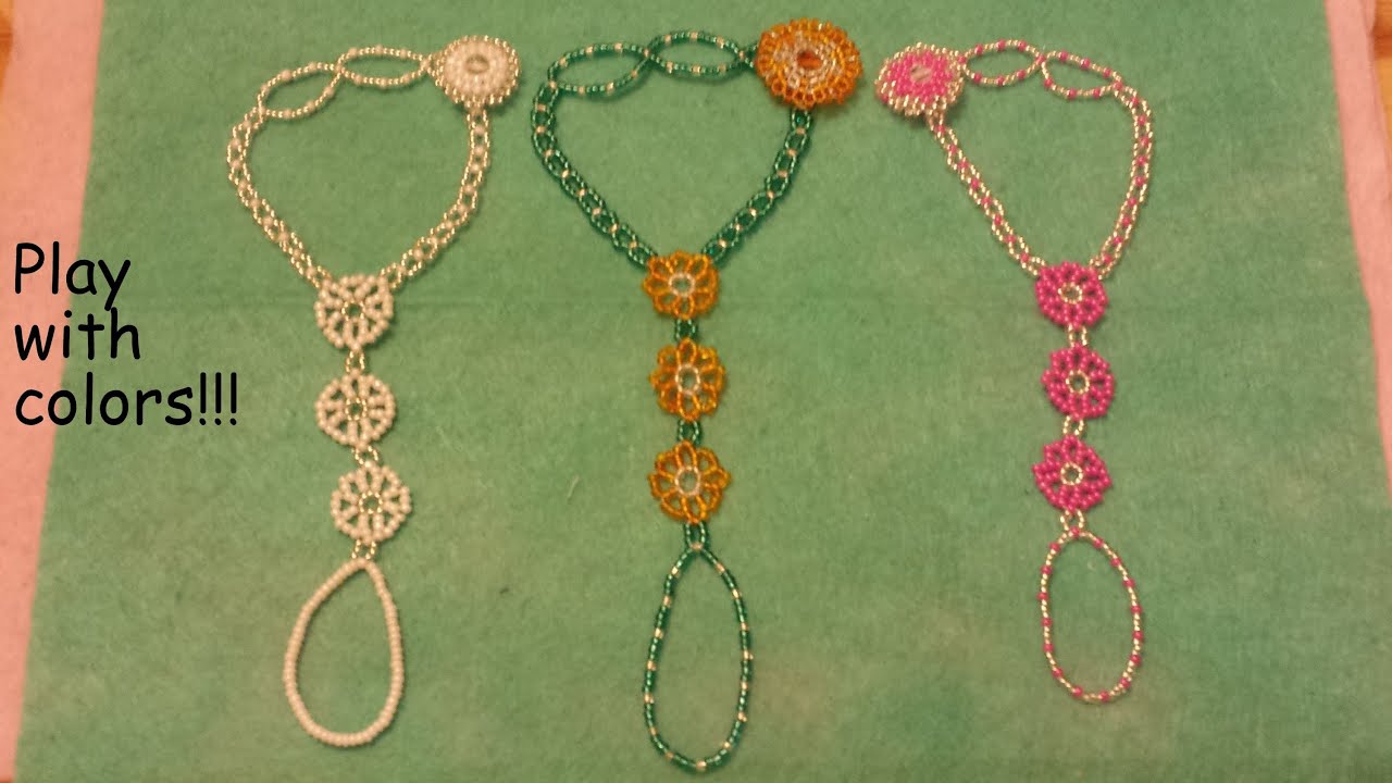 Tutorial. Sunflower, daisy, slave bracelet. Beaded fastening.