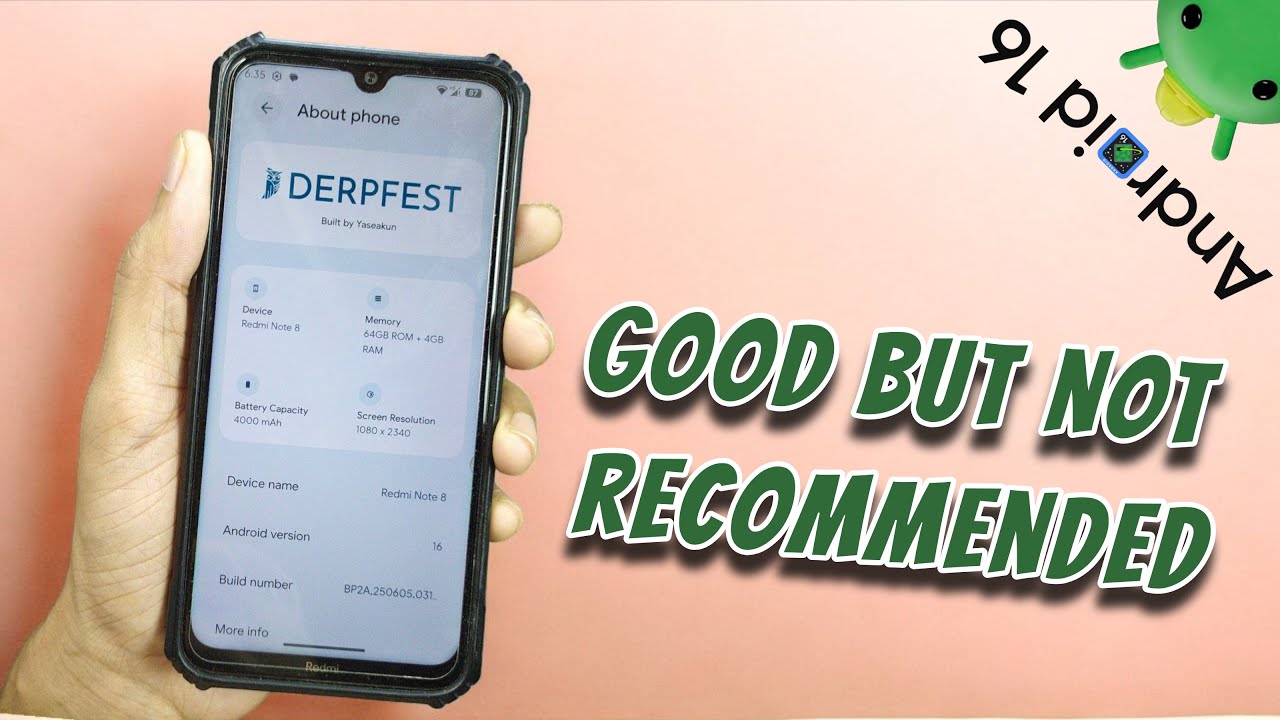 🔥 DerpFest ROM Android 16 для Redmi Note 8 | Полный обзор + тест производительности ⚡