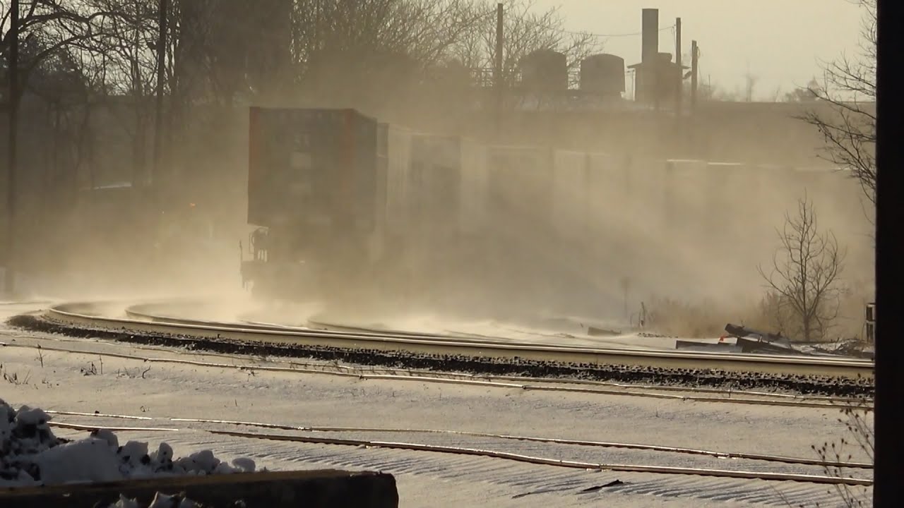 Snow Trains In The Winter! 2 Giant CSX Trains Meet! Big CSX Tank Train! CP DPU Alright + More Trains