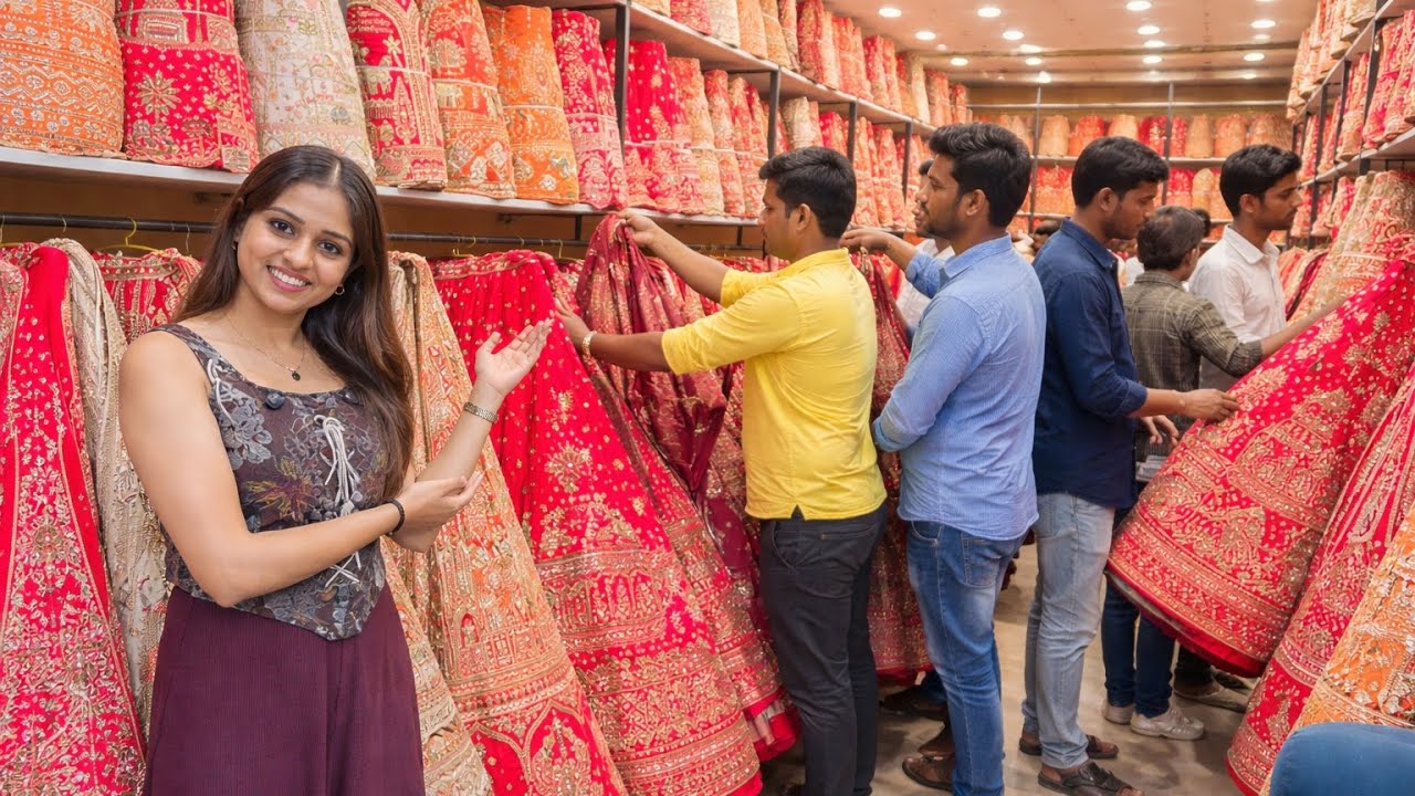 शादी के लहंगे चाहिए सस्ते में? सीधे आ जाइए सूरत होलसेल मार्केट 💥 Wholesale Price Lehenga #lehenga 