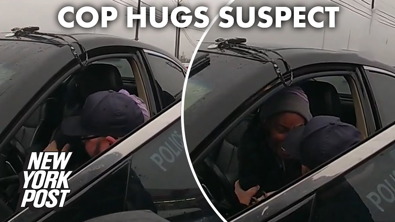 Touching bodycam footage shows cop hugging scared suspect after chase | New York Post