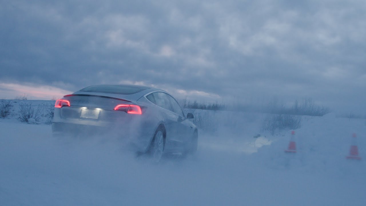 Model 3 at Tesla winter proving grounds
