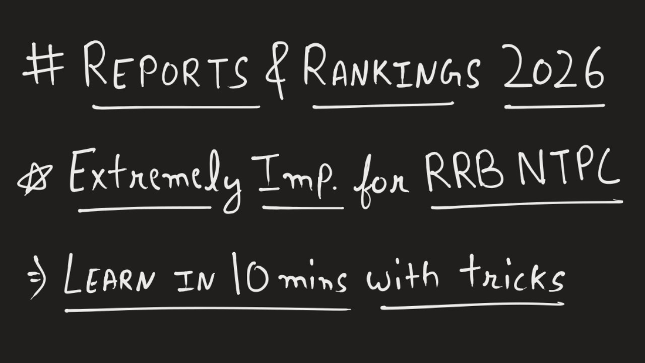 Reports and Rankings 2026 Current Affairs With Tricks | Extremely Important for RRB NTPC Exams