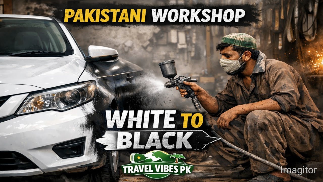 Stunning Bumper Transformation from White to Black| Local Pakistani Workshop| Travel Vibes-Pk