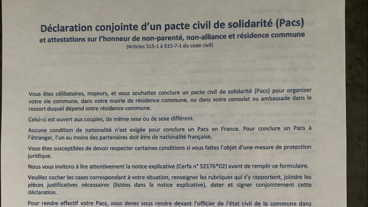 Документы на ПАКС или ЗАМУЖЕСТВО во Франции