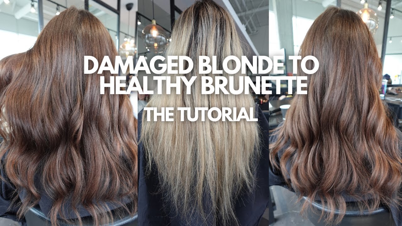 Damaged Fried Blonde to Healthy Golden Brunette - how protein destroyed her hair - hair tutorial