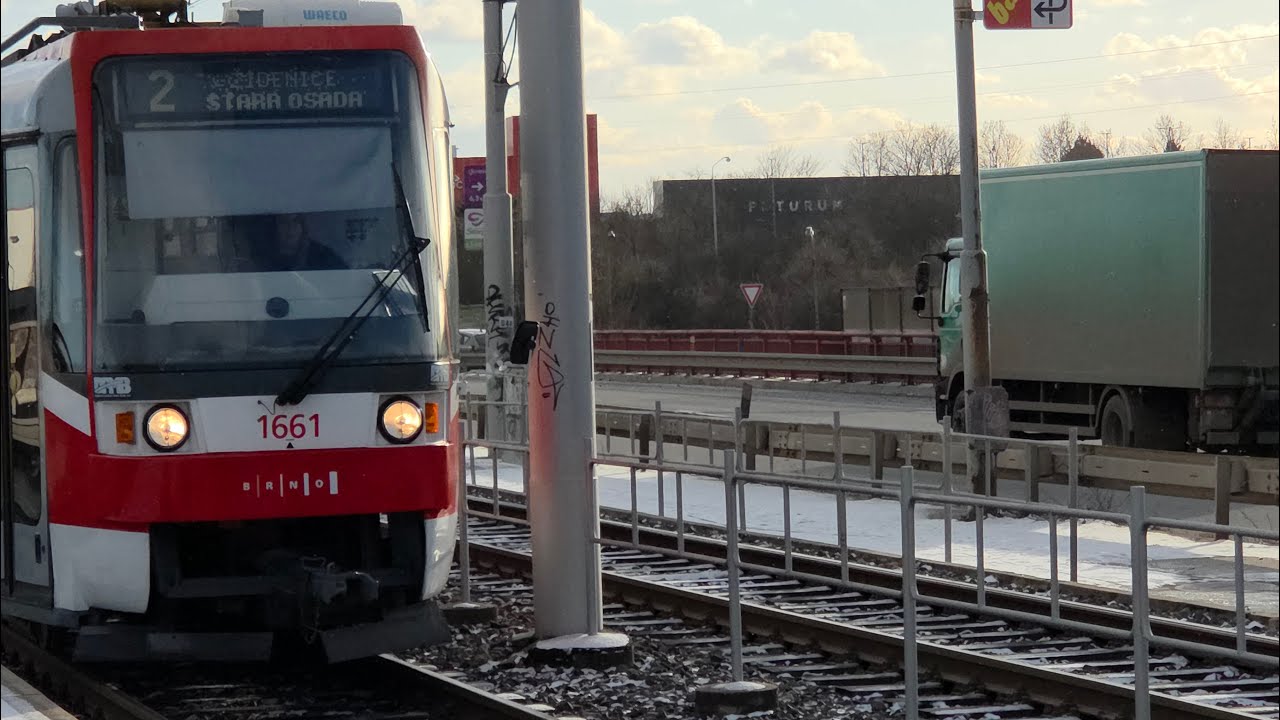Jízda soupravou tramvají T3R 1661+1662 na lince 2 směr Stará Osada