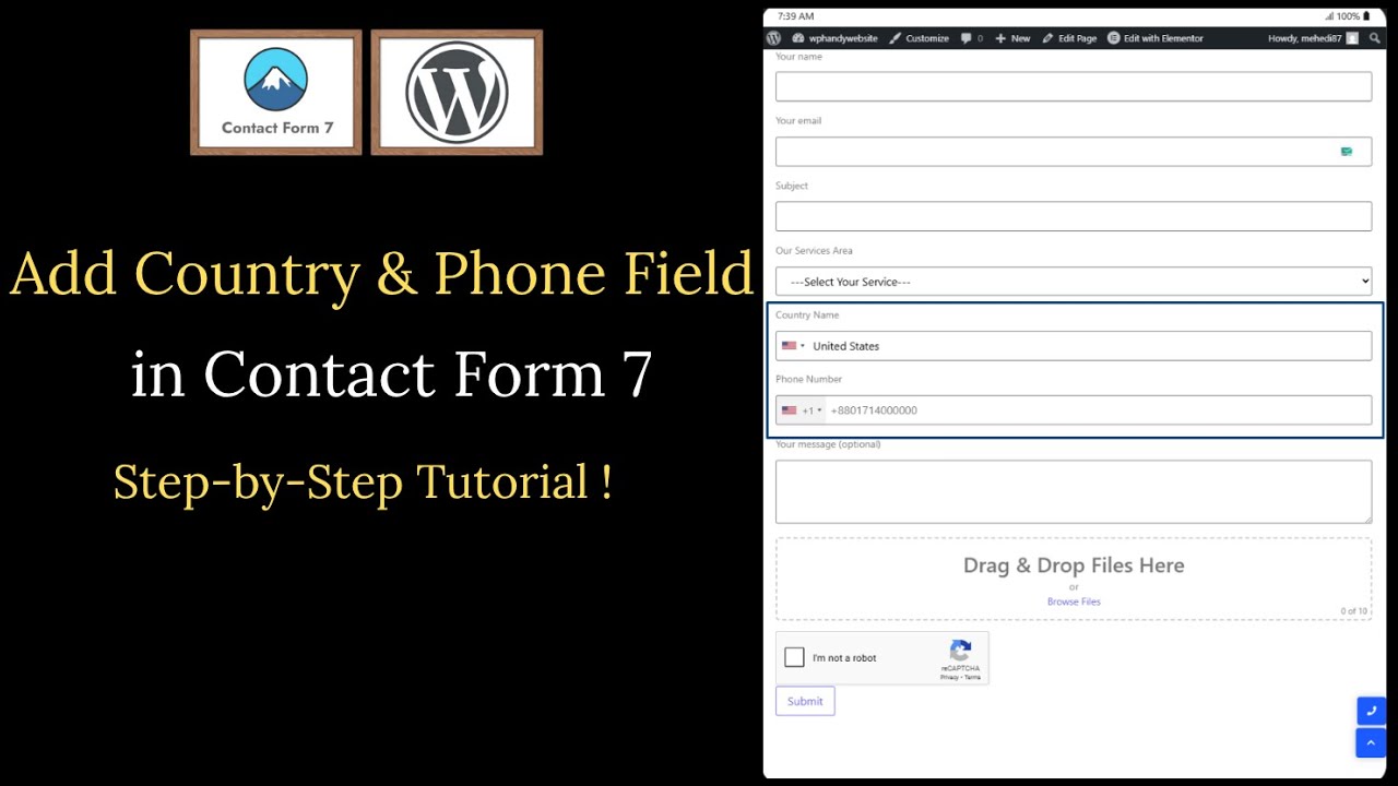 How to Add Country and Phone Field in Contact Form 7 | WordPress Contact Form Tutorial
