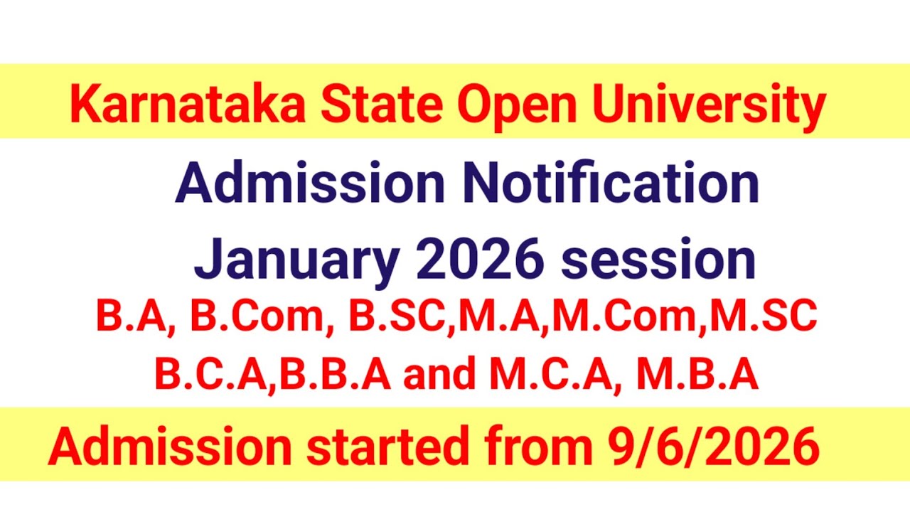 Karnataka state open University Admission Jan2026 session