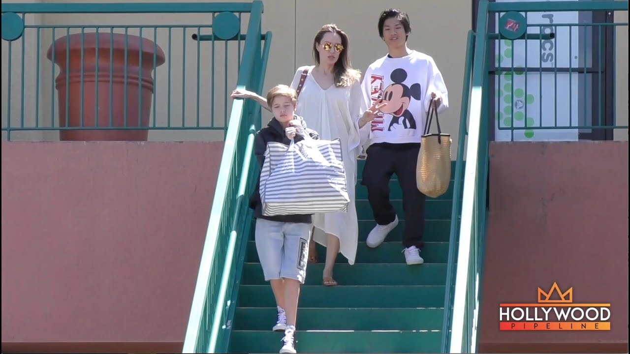 Angelina Jolie Takes Pax and Shiloh Shopping on Sunday