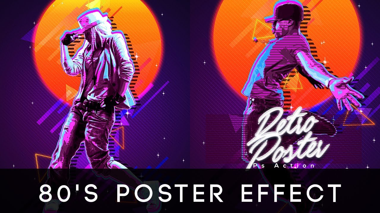 Photoshop Tutorial | 80's Poster Photoshop Effect in few clicks