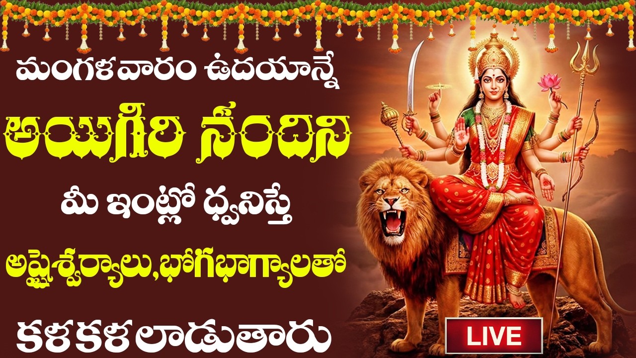 LIVE | అయిగిరి నందిని పూజ చేస్తూ వింటే మీ దోషాలన్నీ తొలిగిపోయి సంతోషంగా ఉంటారు #durgamaa