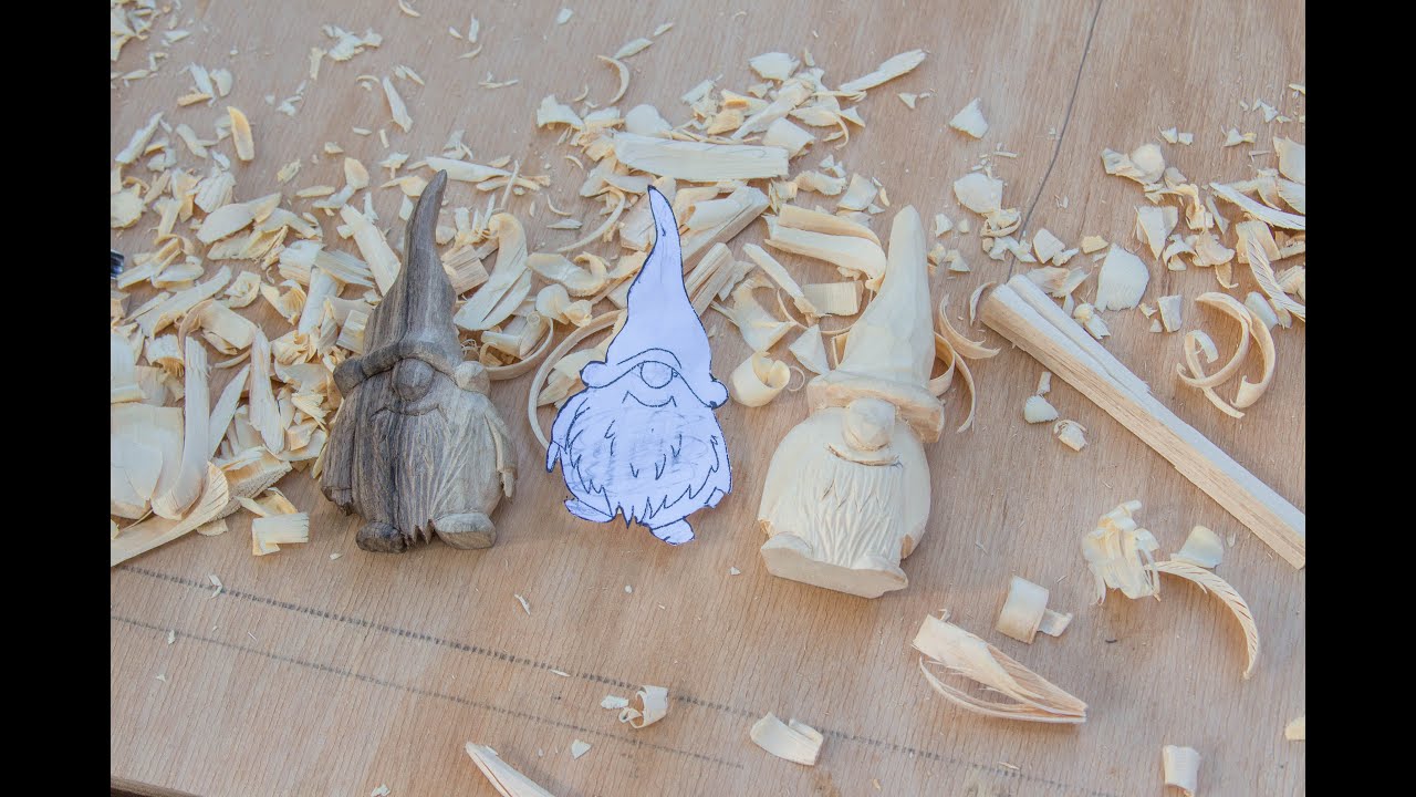 Basic beginner wood carving project - gnom magnet.Simple Carving. How to Carve a gnom -Full Tutorial