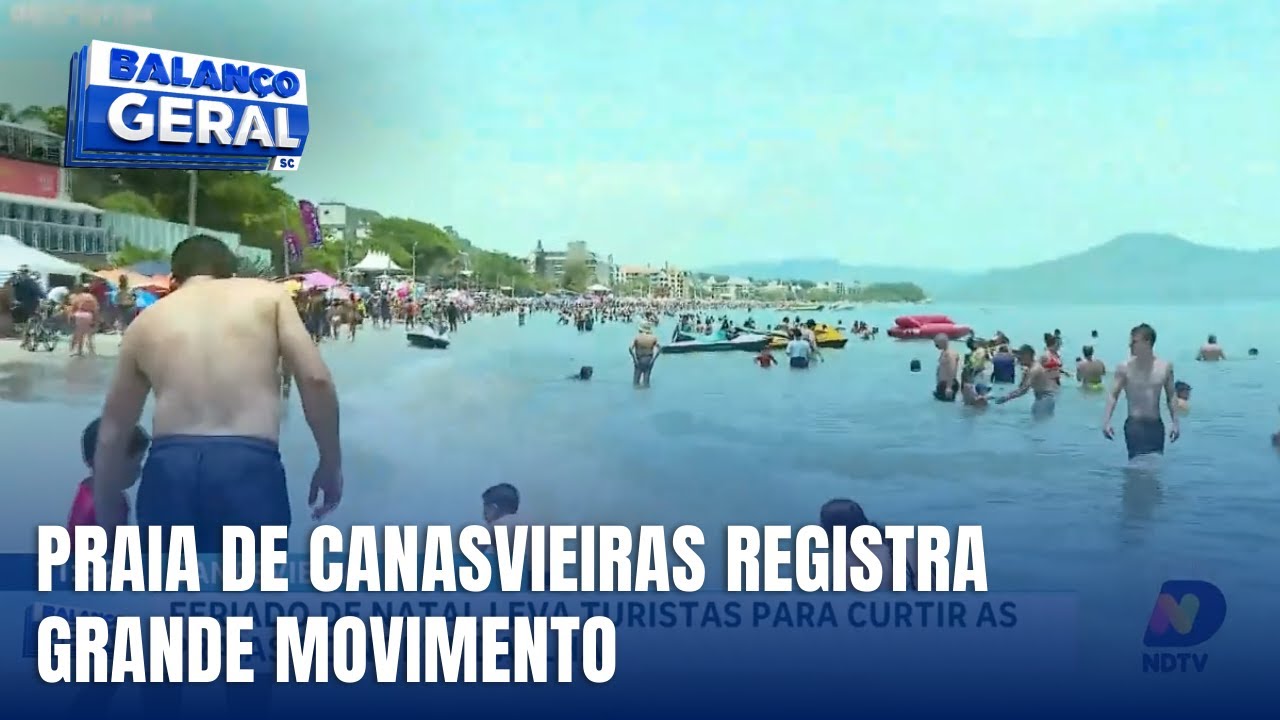 Movimento intenso marca a Praia de Canasvieiras no Norte da Ilha