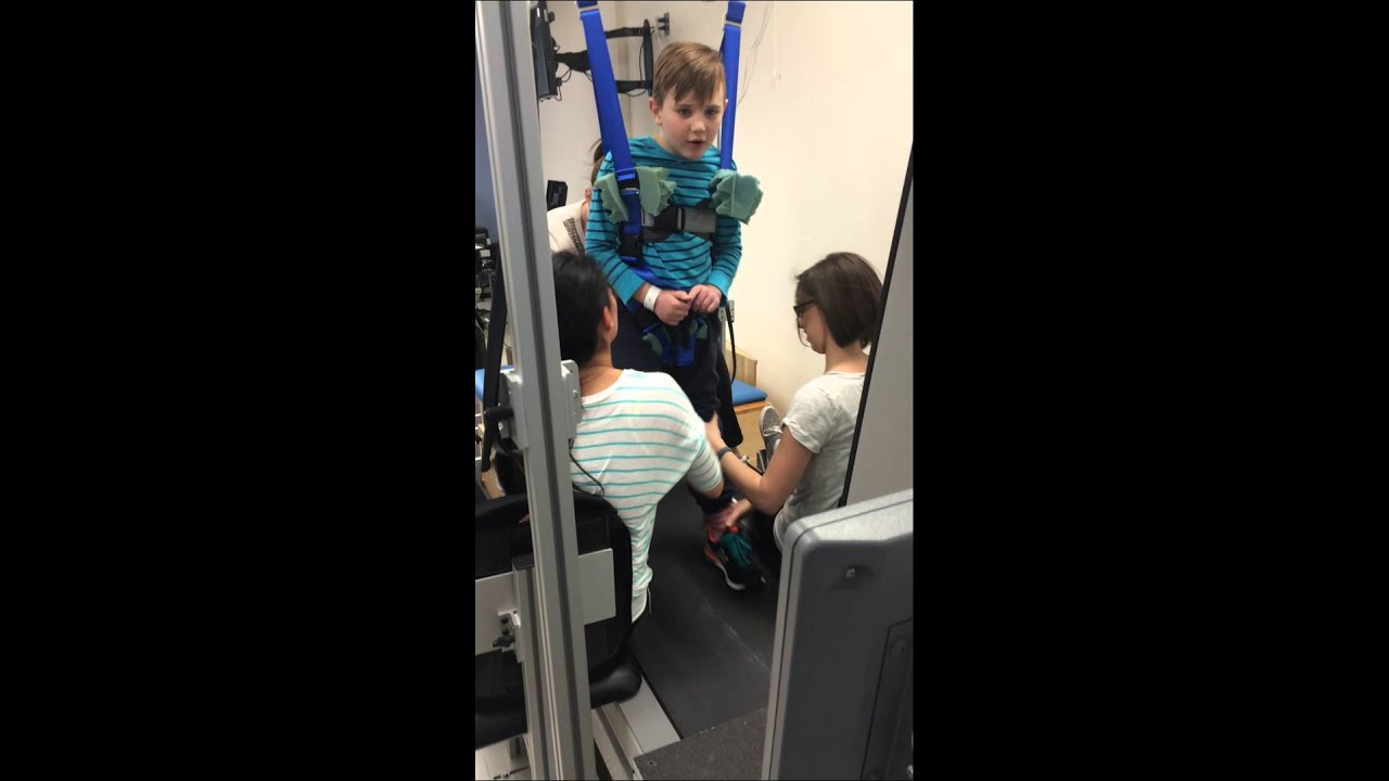 Samuel training in body-weight supported treadmill (therastride) the 20th of Mar 2015