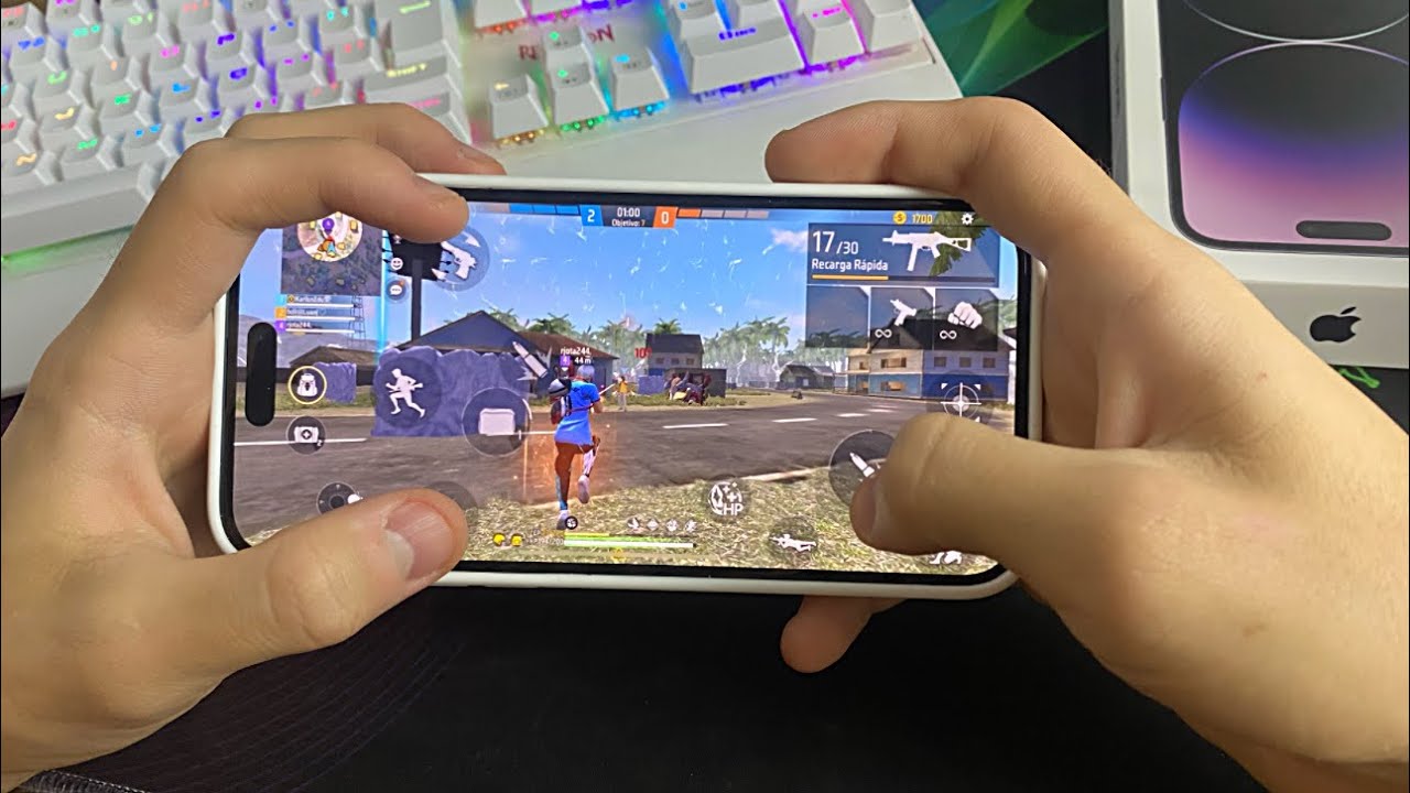 1 DIA JOGANDO NO IPHONE 14 PRO MAX! FREE FIRE 120HZ