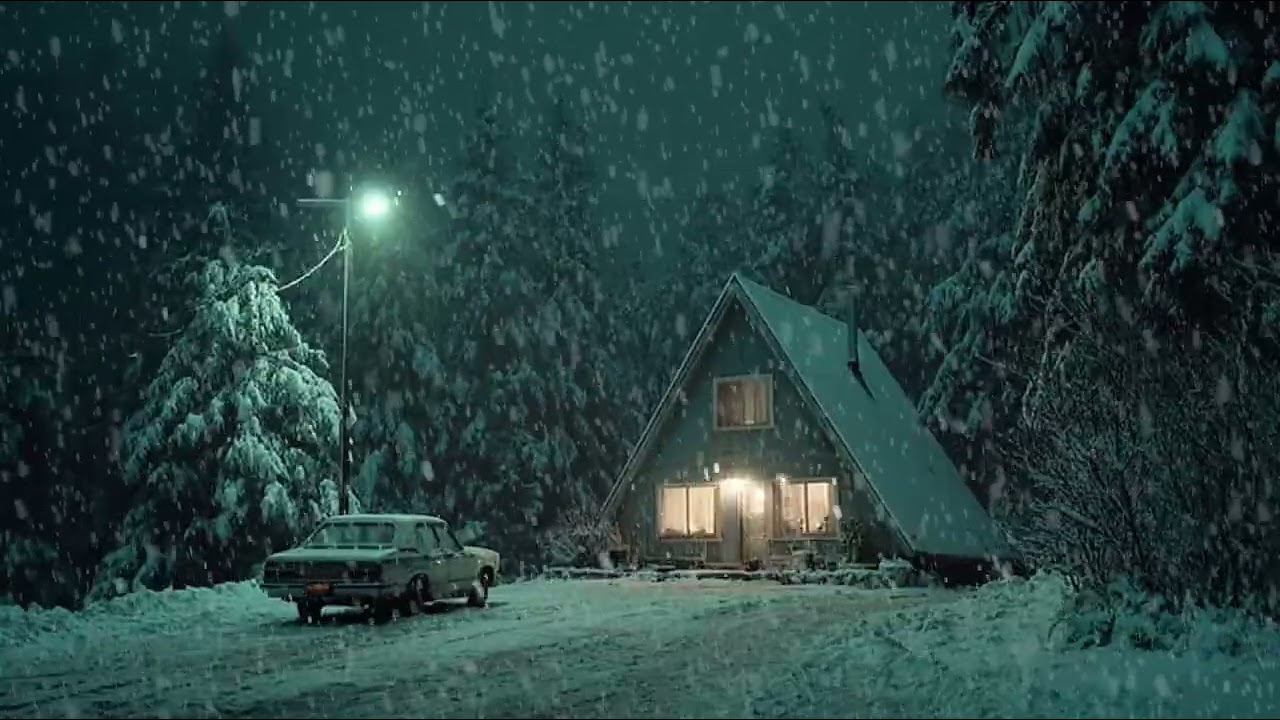 Quiet Snowstorm Surrounding a Lonely Cabin Deep in the Mountains | Cozy Winter Sounds for Deep Sleep