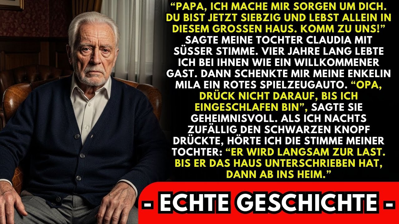 Mein Enkel schenkte mir ein Spielzeugauto. Nachts drückte ich den Knopf und es fing an zu sprechen.