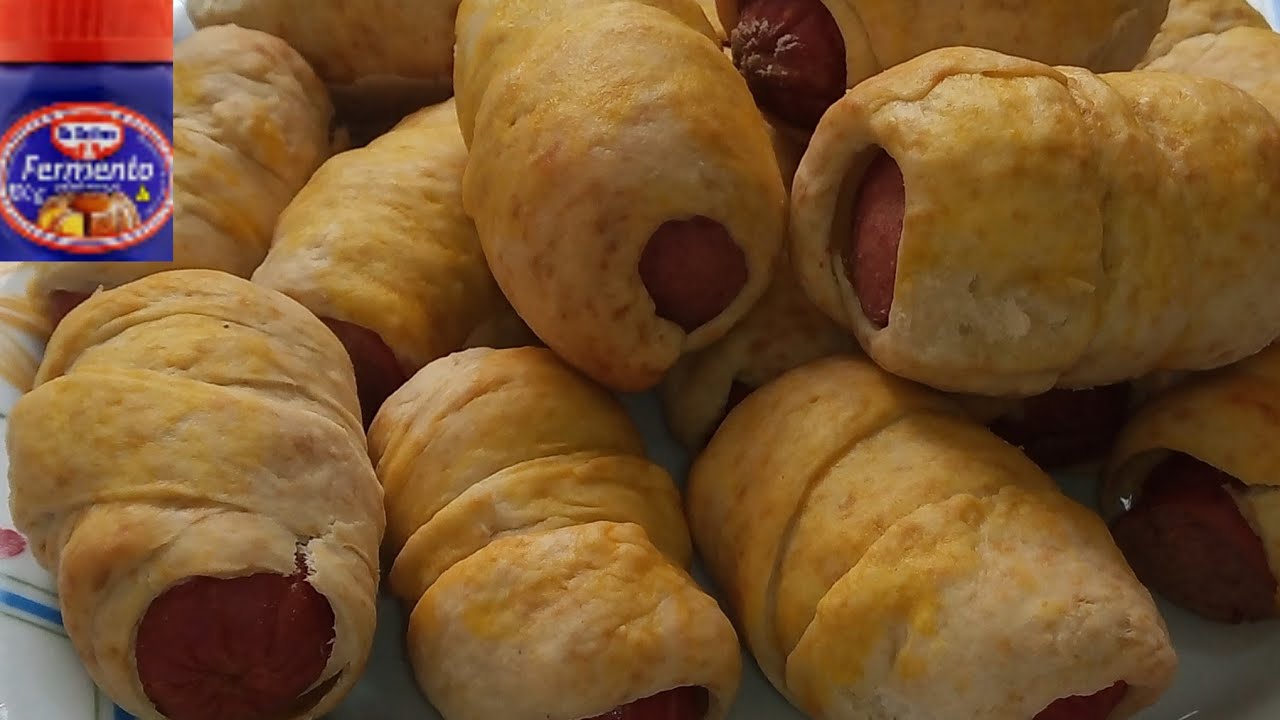ENROLADINHO DE SALSICHA COM FERMENTO DE BOLO #receitasemlactose #receitasemovos