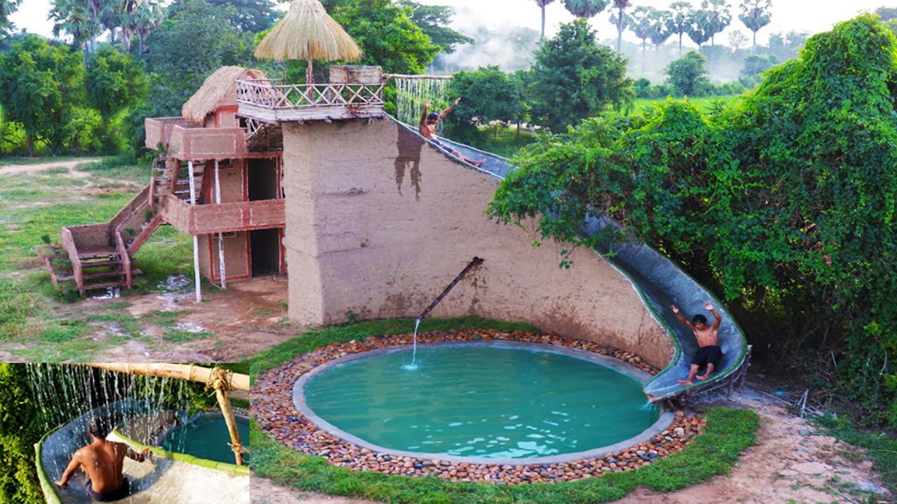 [Full Video] Building Creative Modern Mud Water Slide Park To Underground Swimming Pool With Villa