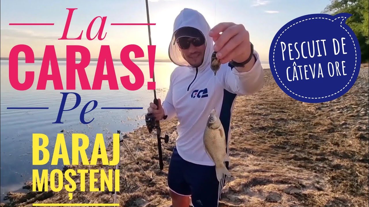 Pescuit la caras pe barajul de la Mosteni.