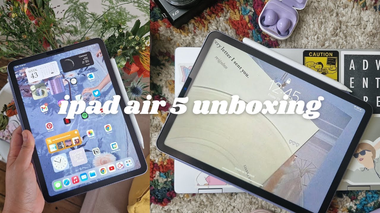 ipad air 5 unboxing (purple) + applying a screen protector